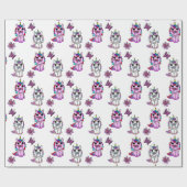 Rosa Lila Einhörner Märchen Geschenkpapier (Flach)