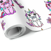 Rosa Lila Einhörner Märchen Geschenkpapier (Rolleneckpunkt)