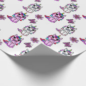 Rosa Lila Einhörner Märchen Geschenkpapier (Ecke)