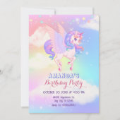 Rosa Lila Einhorngeburt Einladung (Vorderseite)
