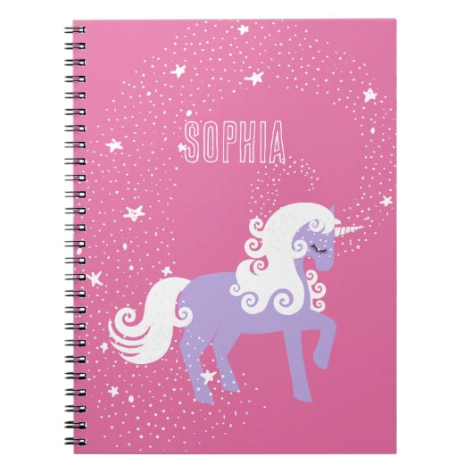 Rosa Lila Einhornname Notizblock (Vorderseite)