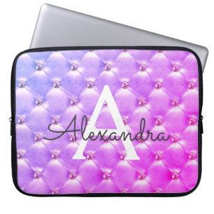 Rosa - Lila elegantes vintage Monogramm Laptopschutzhülle