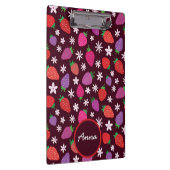 Rosa Lila Erdbeere mit Blume Klemmbrett (Rechts)