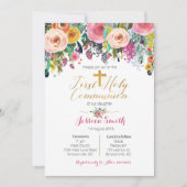 Rosa Lila Erste Kommunion Einladungen (Vorderseite)