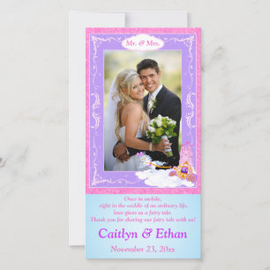 Rosa, Lila Fantasy Fairy Tale Hochzeitsfotokarte Dankeskarte