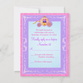 Rosa, Lila Fantasy Fairy Tale Wedding Repcard RSVP Karte (Rückseite)