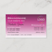 Rosa Lila Farbpalmblättrige Monogramm und Logo Visitenkarte (Rückseite)