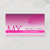 Rosa Lila Farbpalmblättrige Monogramm und Logo Visitenkarte (Vorderseite)