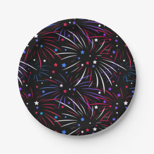 Rosa Lila Feuerbrand Schwarz Pappteller