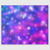 Rosa Lila Feuerwerke Universum farbenfrohe Stars Geschenkpapier (Flach)