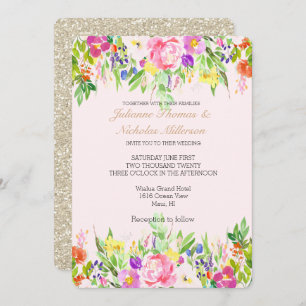 Rosa Lila Flora-Aquarium Einladung