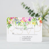 Rosa Lila Flora Wasserfarben Gold Sparkone UAWG RSVP Karte (Stehend Vorderseite)
