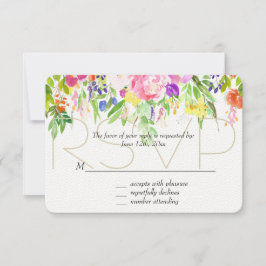Rosa Lila Flora Wasserfarben Gold Sparkone UAWG RSVP Karte