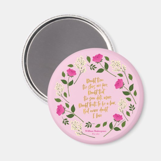 Rosa Lila Floral William Shakespeare nie Zweifel Magnet (Vorderseite/Rückseite)