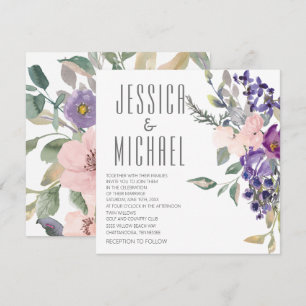 Rosa lila florale botanische Hochzeit Einladung