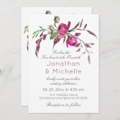 Rosa Lila, florale Christliche Hochzeit Einladung (Vorne/Hinten)