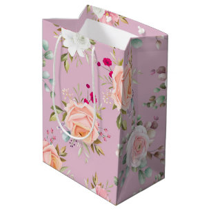 rosa, lila, florale mittlere geschenktüte