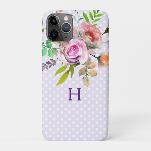 Rosa Lila florale Monogramm Case-Mate iPhone Hülle (Rückseite)