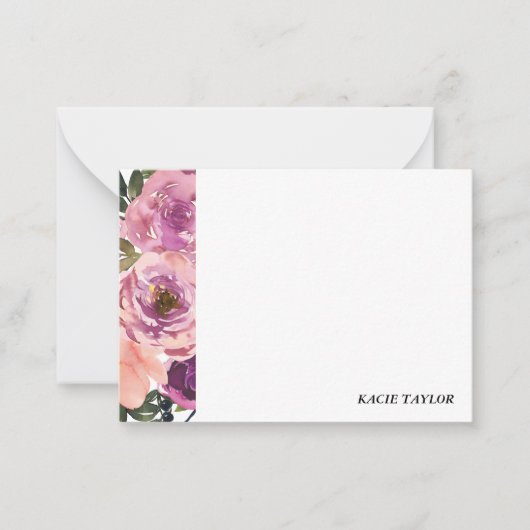 Rosa Lila, florale Personalisierte Mitteilungskart Mitteilungskarte (Vorderseite)