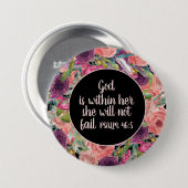 Rosa Lila, floraler Christlicher Gott in ihrem Inn Button (Vorne & Hinten)