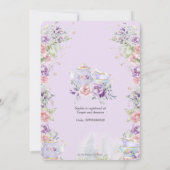 Rosa Lila florales Brautparty Tee Party Einladung (Rückseite)