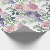 Rosa, Lila, floralweißer Hintergrund Geschenkpapier (Ecke)