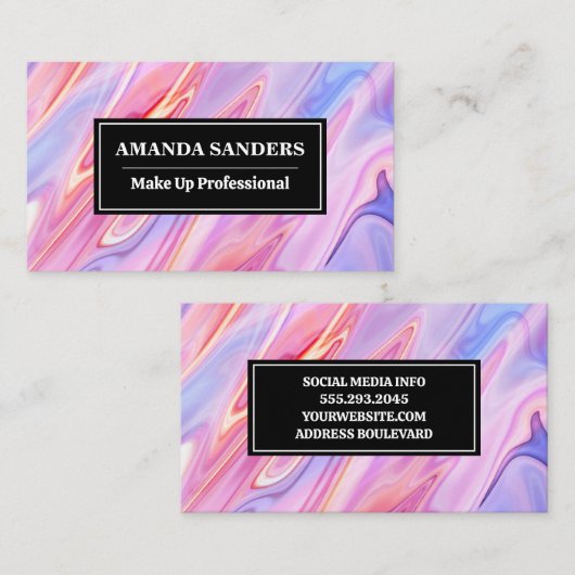 Rosa Lila flüssige Hintergrundfarbe Visitenkarte (Vorne/Hinten)