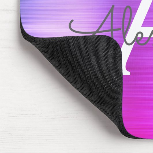 Rosa Lila Foil Monogram Name Mousepad (Ecke)