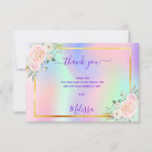 Rosa lila Foto-Blumenblätter, holografisch Dankeskarte (Vorderseite)