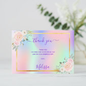 Rosa lila Foto-Blumenblätter, holografisch Dankeskarte (Stehend Vorderseite)