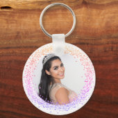 Rosa lila Foto Mädchen Schlüsselanhänger (Vorderseite)