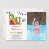 Rosa Lila Foto Wasserrutsche Einladungen (Vorderseite)