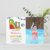 Rosa Lila Foto Wasserrutsche Einladungen (Stehend Vorderseite)