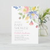 Rosa Lila Frühlingsblütendusche Einladung (Stehend Vorderseite)