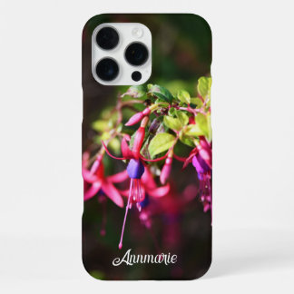 Rosa Lila Fuchsia-Blume-Initialen iPhone 16 Pro Max Hülle