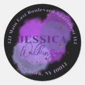 Rosa Lila Galaxy-Rücksendeadresse Runder Aufkleber (Vorderseite)