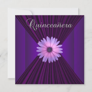 Rosa lila Gänseblümchen lila Quinceanera-Einladung Einladung