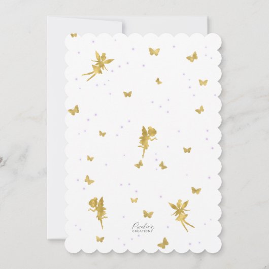 Rosa Lila Gartenmühle, verzauberter Wald Einladung (Rückseite)