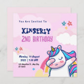 Rosa Lila Geburtstag Einladung (Vorne/Hinten)