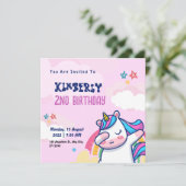 Rosa Lila Geburtstag Einladung (Stehend Vorderseite)