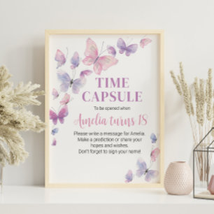 Rosa Lila Geburtstagszeit Kapselzeichen Poster