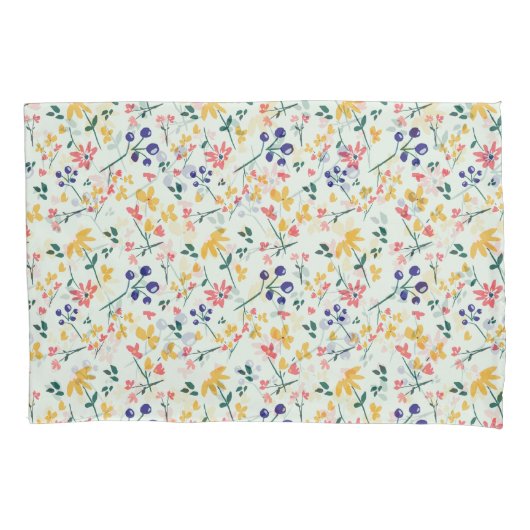 Rosa Lila-gelb-grün-elegantes Blumenmuster Kissenbezug (Vorderseite)