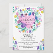 Rosa Lila Gelbe Blume des Herzens Leaf Bachelorett Einladung (Vorderseite)