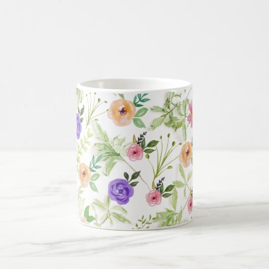 Rosa Lila Gelbe Blume Kaffeetasse (Mittel)