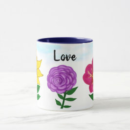 Rosa Lila Gelbe Blumen Liebe Tasse