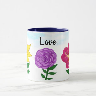 Rosa Lila Gelbe Blumen Liebe Tasse