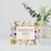 Rosa Lila Gelbe Farbe Blüte Vermisst Sie Postkarte (Stehend Vorderseite)