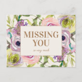 Rosa Lila Gelbe Farbe Blüte Vermisst Sie Postkarte (Vorderseite)
