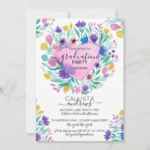 Rosa Lila Gelbe Herzklopfen Blume Blätter Abschlus Einladung (Vorderseite)
