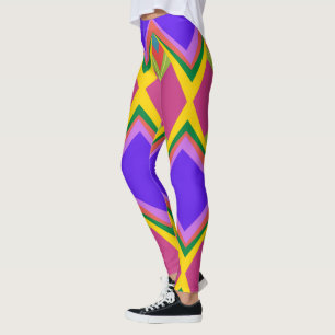 Rosa lila-gelbe Retrostruktur abstrakt Leggings